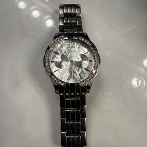 Guess Silver and White Chronograph Watch